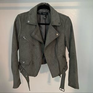 Faux suede moto jacket